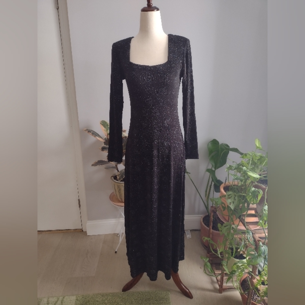 Vintage irredescent stretchy black dress